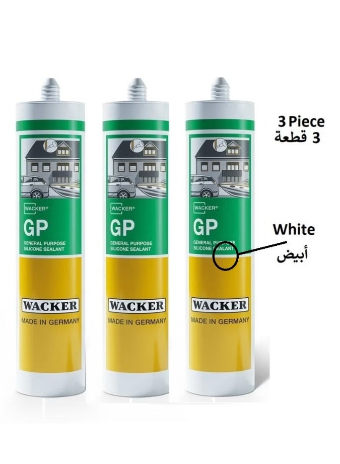 WACKER Hand Caulking Gun Heavy Duty Silicone Glue Gun 9 Inch With 3 Piece Wacker Germany Silicone Sealant General Purpose GP White 280ml - Image 3